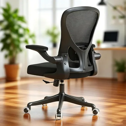 Vista 8 de Silla de oficina ergonómica, silla de escritorio de malla con respaldo alto para computadora con altura ajustable, soporte lumbar, reposabrazos