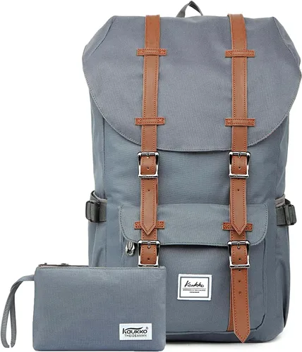 Vista 13 de KAUKKO Mochila de viaje para laptop, mochila al aire libre, mochila causal para 15.6 pulgadas (nailon negro)