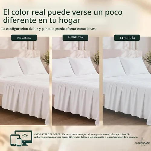 Vista 8 de CLOUDSCAPE LINEN Sábanas de cama individuales de lujo 100% algodón egipcio 01. blanco