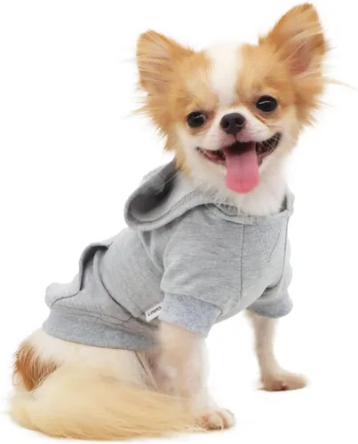 Vista 10 de LOPHIPETS Sudadera ligera de algodón para perros pequeños – Sudadera con capucha para chihuahuas, cachorros y razas juguetes - Gris/XS