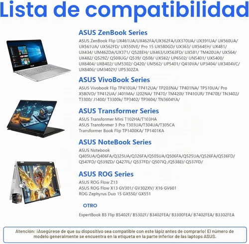 Vista 2 de Lápiz óptico para ASUS pantalla táctil 300Day Battery 1024 Pressure Palm Rejection Active Digital Pen for ASUS negro oscuro