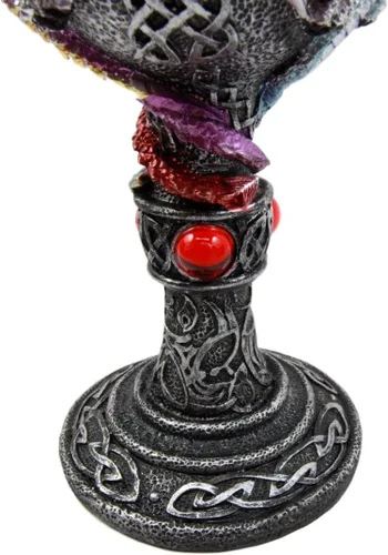 Vista 5 de Ebros Gift Gran rojo azul púrpura noche terror alado Tríada demoníaca dragón bebida vino copa copa cáliz figura 8oz Calabozos y dragones Fantasía