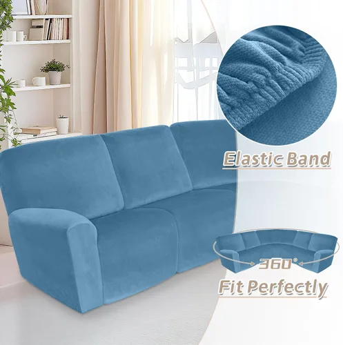Vista 628 de Arfntevss Fundas de sofá seccional reclinable de terciopelo, Funda de sofá seccional de esquina para sofá reclinable, Funda elástica suave