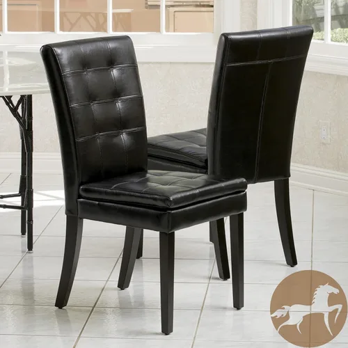 Vista 2 de Christopher Knight Home Crayton - Sillas de comedor de cuero, juego de 2 piezas, color negro