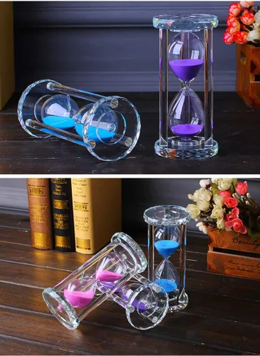 Vista 9 de Temporizador de reloj de arena de 60 minutos, temporizador de arena de cristal, superficie de tallado de diamante, bueno para cocina, oficina