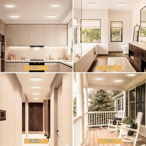 Vista 7 de Lámpara de techo de montaje empotrado - Certificada ETL - LED de 3,000 K y luz blanca cálida de 5 pulgadas, diseño redondo ultradelgado de 0.63