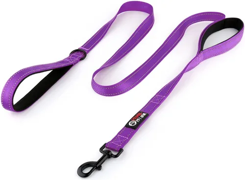 Vista 10 de Correa de perro de 6 pies con asa acolchada de tráfico, resistente, doble asa para un mayor control de capacitación en seguridad, perfecto para Negro