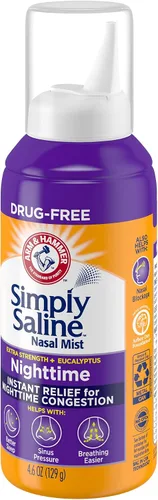 Vista 12 de ARM & HAMMER Simply Saline Spray Nocturno Sin Medicamentos para la Congestión Nasal por la Noche, Extra Fuerte, Eucalipto Calmante, Seguro de Usar