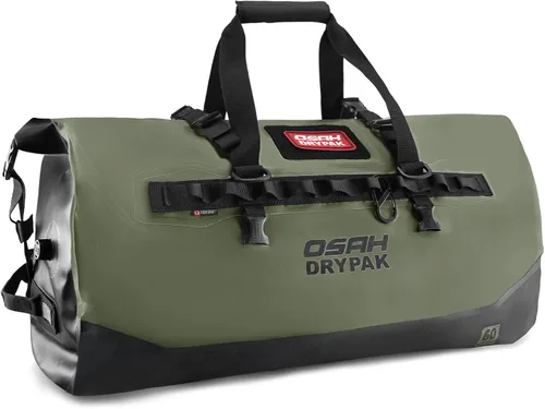 Vista 30 de Bolsa de lona impermeable 25L/40L/60L – Bolsa trasera de motocicleta resistente, bolsa seca enrollable para viajes, camping, canotaje, kayak