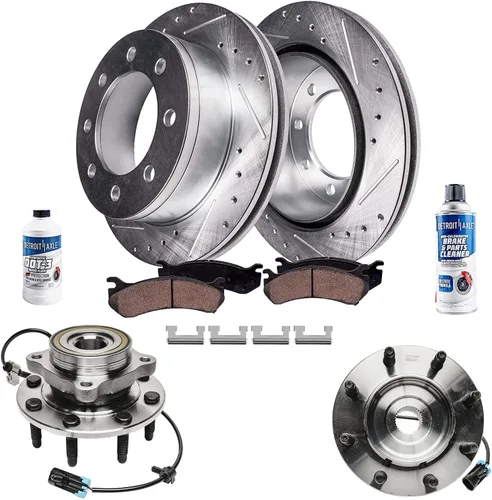 Vista 135 de Detroit Axle - Rotores de freno para Ford 2013-2019 Explorer Taurus Flex Lincoln MKT MKS, rotores de freno de disco ranurados perforados de repuesto