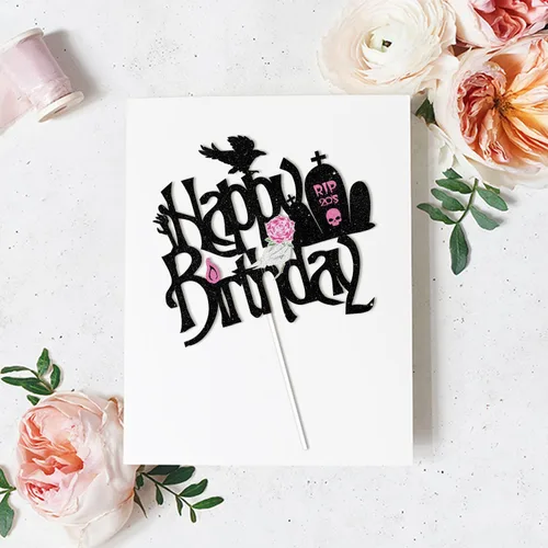 Vista 4 de Decoración para tarta de feliz cumpleaños RIP Twenties – Death to My Twenties RIP to My 20s Dirty 30 Birthday Glitter Cake Topper – Decoración