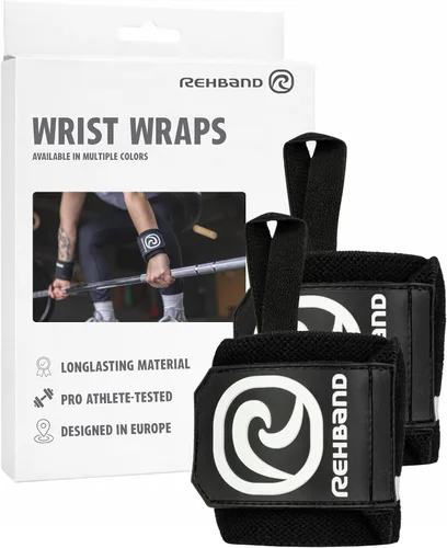 Vista 12 de Rehband Muñequera 1 par, muñequeras para levantamiento de pesas, entrenamiento de 18 pulgadas, muñequera, muñequeras cómodas y estabilizadoras