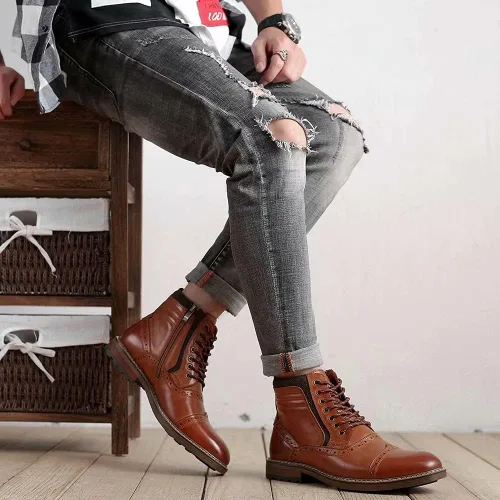 Vista 7 de Arkbird Mens Chelsea Boots, Stylish and Comfort Leather Chukka Ankle Boots with Zipper