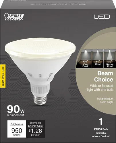 Vista 2 de Feit Electric Luz reflectora LED PAR38, 90W Eq, blanco brillante, base E26