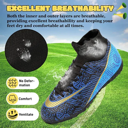 Vista 3 de RDGO Tacos de fútbol con cordones para niños y niñas (niños pequeñosniños grandes)