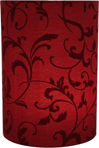 Vista 3 de Aspen Creative 31269A Pantalla de lámpara Transitional en forma de tambor (cilindro) con ajuste Spider Fitter en estampado de flocado rojo, 8