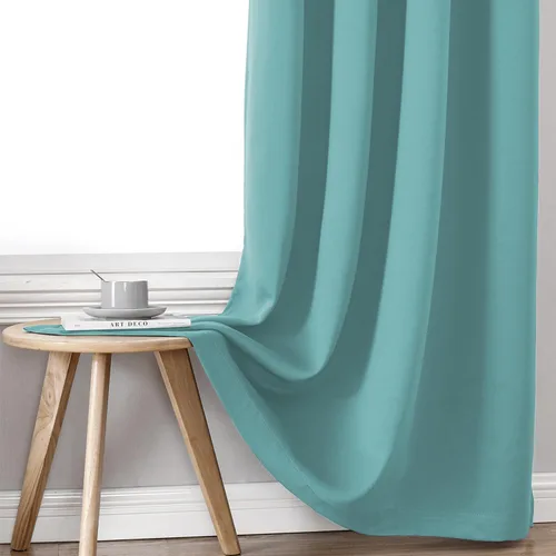 Vista 7 de ChrisDowa Cortinas 100% opacas de 63 pulgadas de largo para dormitorio con forro negro, 2 capas gruesas totalmente opacas con aislamiento térmico