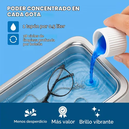 Vista 5 de iSonic solución concentrada ultrasónica para limpiar joyas/lentes., Azul, 1