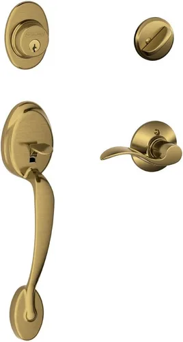 Vista 23 de SCHLAGE - Manija de cilindro único Plymouth y picaporte Flair para mano izquierda, bronce envejecido (F60 PLY 716 FLA LH)