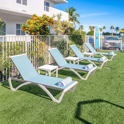 Vista 9 de PURPLE LEAF Patio Chaise Lounge - Silla con brazos de plástico