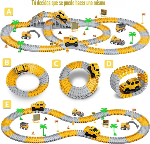 Vista 4 de Juguetes para niños 253 piezas Pista de carreras de construcción para niños de 3, 4, 5, 6, 7, 8 años, 5 piezas de camiones de construcción y coche