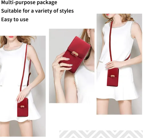 Vista 6 de Tingya Bolso cruzado pequeño para teléfono celular con ranuras para tarjetas de crédito para mujer