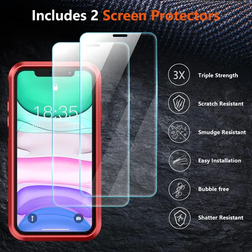 Vista 5 de SPIDERCASE Funda a prueba de golpes para iPhone 11, [protección contra caídas de grado militar de 10 pies], con 2 piezas