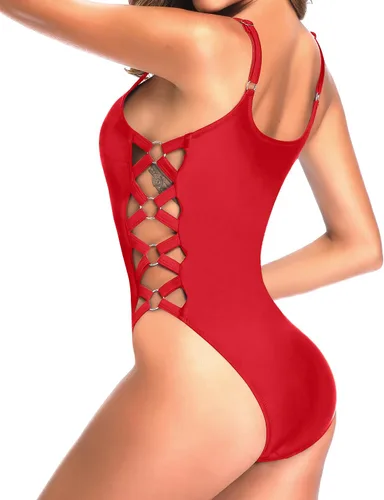 Vista 3 de Tempt Me - Traje de baño de una pieza para mujeres, te hace lucir delgada con sus tirantes cruzados, traje de baño sexy
