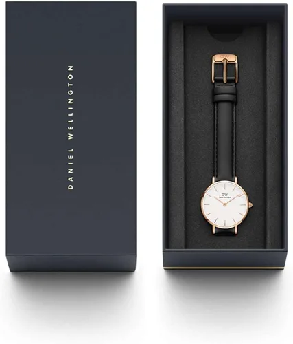 Vista 6 de Daniel Wellington Reloj pequeño Sheffield, correa de cuero negro italiano