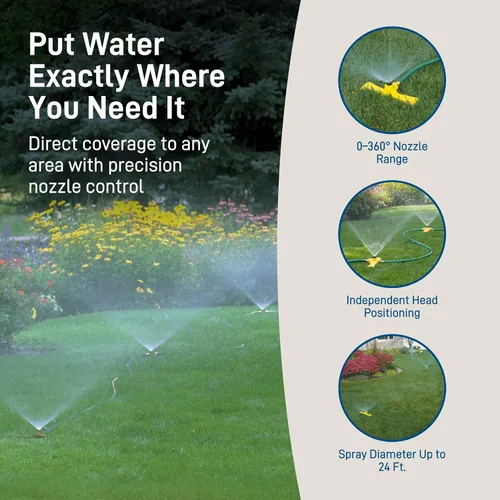 Vista 6 de Orbit - Sistema de riego de césped Port-a-Rain, kit automático de agua para plantas y jardín, 58092N, Verde