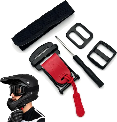 Vista 10 de Kit de hebilla de liberación rápida para casco, adaptador de correa de barbilla para casco de metal, compatible con casco clásico de anillos en D