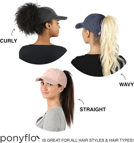Vista 5 de Ponyflo Sombrero de cola de caballo de algodón, gorras de cola de caballo para mujer, diseñadas para todo tipo de cabello