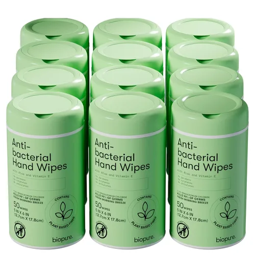 Vista 9 de Biopure Toallitas de manos antibacterianas Fresh Morning Breeze- Toallitas antibacterianas con fórmula de aloe y vitamina E Recipiente