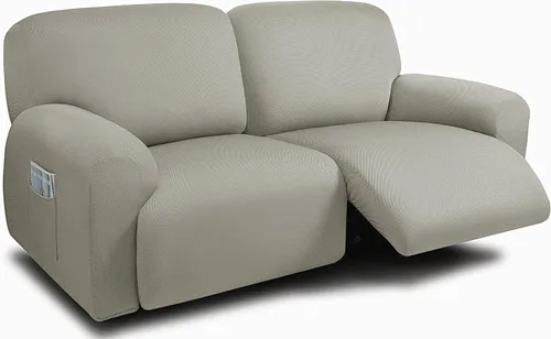 Vista 36 de ULTICOR Fundas para sofá reclinable de 8 piezas, fundas elásticas con hilo teñido para sofá reclinable de 3 cojines, gruesas, suaves y lavables Gris
