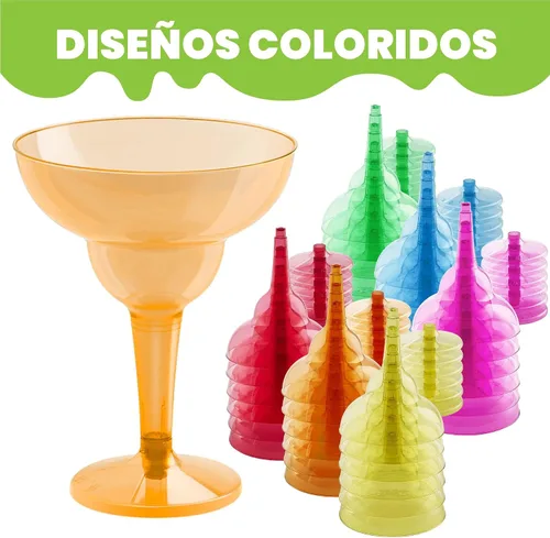 Vista 7 de JOYIN Paquete de 36 vasos de plástico de margarita de 12 onzas, desechables, decoración de fiesta de Cinco de Mayo, para diversión de suministros