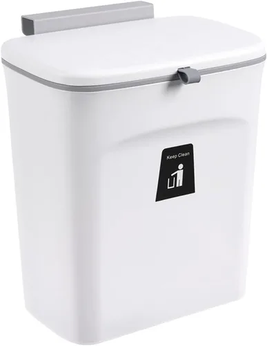 Vista 7 de Contenedor de compost de cocina de 9 L/2.4 galones, cubo de basura pequeño colgante con tapa para Gris