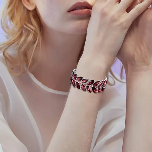 Vista 4 de BriLove Pulsera elástica con cuentas de diamantes de imitación marquesa de cristal nupcial para mujer