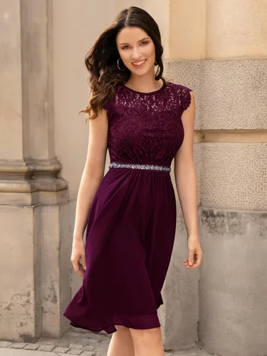 Vista 5 de MISSMAY Vestido de fiesta formal con cuentas de encaje floral elegante para mujer