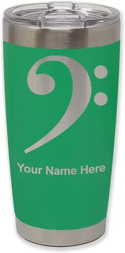 Vista 36 de LaserGram Vaso aislado al vacío de 20 onzas, clave de bajo, grabado personalizado incluido (negro) Engraved Gift for Musician, Vacuum Insulated