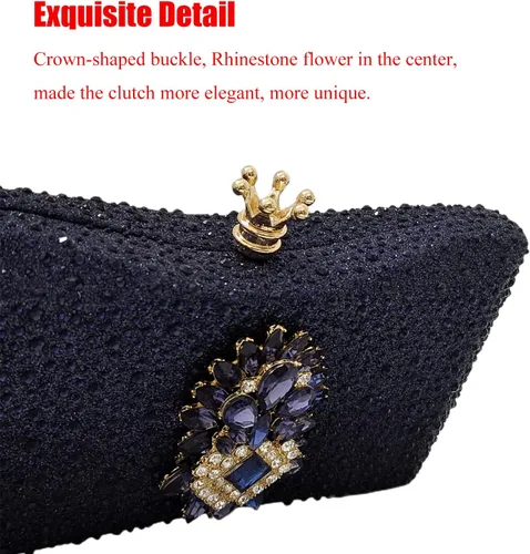 Vista 4 de HUANG ZHUANG Bolso de noche con diamantes de imitación y purpurina para mujer, bolso de noche para fiesta, boda, lindo bolso