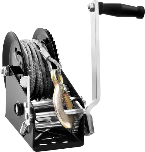 Vista 10 de VEVOR Cabrestante de mano, capacidad de tracción de 800 libras, manivela de cuerda resistente con cable de alambre de acero de 33 pies y trinquete