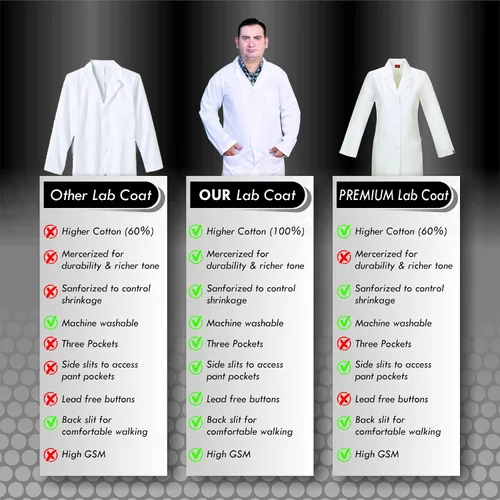 Vista 4 de DR Uniforms - Abrigo de laboratorio de algodón, unisex, color blanco, para estudiantes y médicos