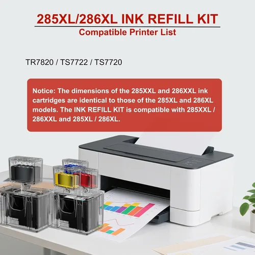 Vista 3 de 285XL 286XL Kit de recarga de tinta para cartuchos de tinta Canon 285XL y 286XL Compatible con Canon PG-285XL CL-286XL 285XXL 286XXL Funciona