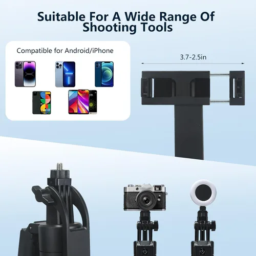 Vista 5 de Soporte de Trípode para Teléfono con Seguimiento Automático de Rostro Extensible, Compatible con Android/iPhone, Palos para Selfies con Rotación