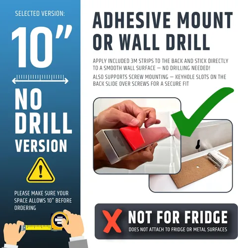 Vista 3 de Adhesivo fuerte (sin taladro) Soporte magnético para cuchillos para pared, tira profesional de cuchillos de 10 pulgadas, no necesita tornillos