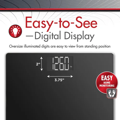 Vista 4 de SmartHeart - Báscula digital de baño con plataforma ancha Báscula de peso corporal de 551 libras con vidrio templado y encendido automático