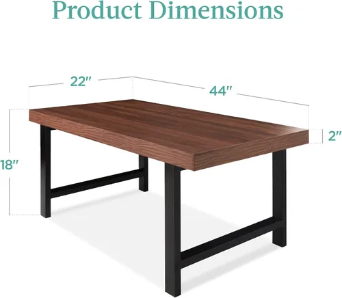 Vista 2 de Best Choice Products Mesa de centro moderna de 44 pulgadas, mesa de centro grande con parte superior de carnicero, mesa de centro rectangular