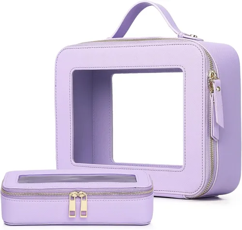 Vista 18 de Pinkmik Pequeña bolsa de maquillaje transparente, mini estuche para cosméticos, bolsa de aseo impermeable con cremallera, organizador de bolsos