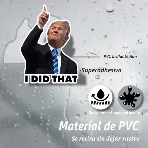Vista 2 de Calcomanías con texto en inglés "I Did That Trump", 100 calcomanías con texto en inglés "I Did That", 5 patrones diferentes, tamaño grande de 3