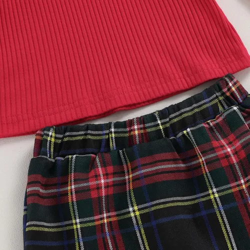 Vista 5 de Conjunto de minifalda plisada a cuadros para bebé niña para otoño e invierno